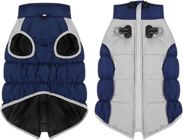 Водонепроникна куртка для собак на зиму - тепла та вітронепроникна. Підходить для малих та середніх собак. З D-рингом та світловідбиваючими елементами (Navy, 3XL)