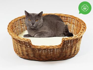 Кілимок для собак та котів з плетіння лози, 43x28x10/14 см, з подушкою Ecri