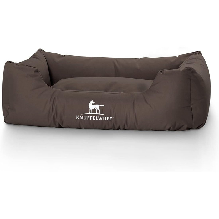 Ліжко для собак Knuffelwuff Finlay з нейлону, M-L, 85 x 63 см, коричневе - зручне собаче ліжко з високими бортиками та знімним чохлом, легко мити, для великих, середніх та маленьких собак