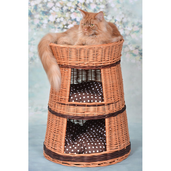 Багатоярусна котяча кімната з трьох поверхів, корзина для кота з плетеної лози, котячий будиночок з подушкою, котячий турнік