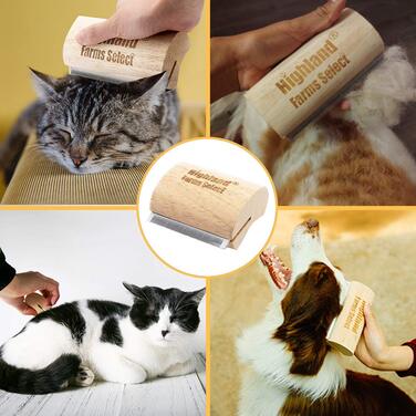 Інструмент для догляду за шерстю собак, котів та коней: ергономічна дерев'яна щітка, професійний гребінець для грумінгу, безболісний для короткої та довгої шерсті, видаляє шерсть та бруд - 6,5 см