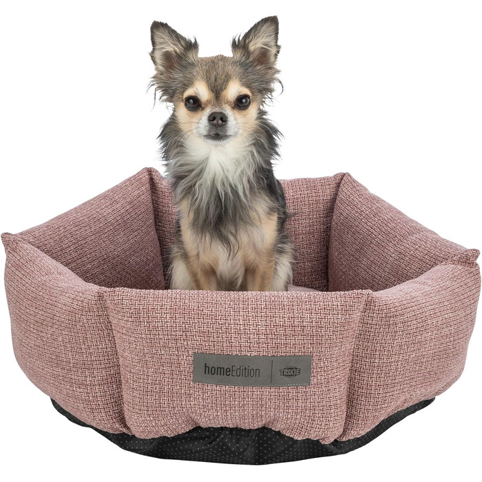 Тріксі Viviana – собаче ліжко, 60x50 см, м'який велюровий чохол, кошик для собак, інтегроване подушкове ядро, неслизьке дно, миється, рожевий, 37540 (S)