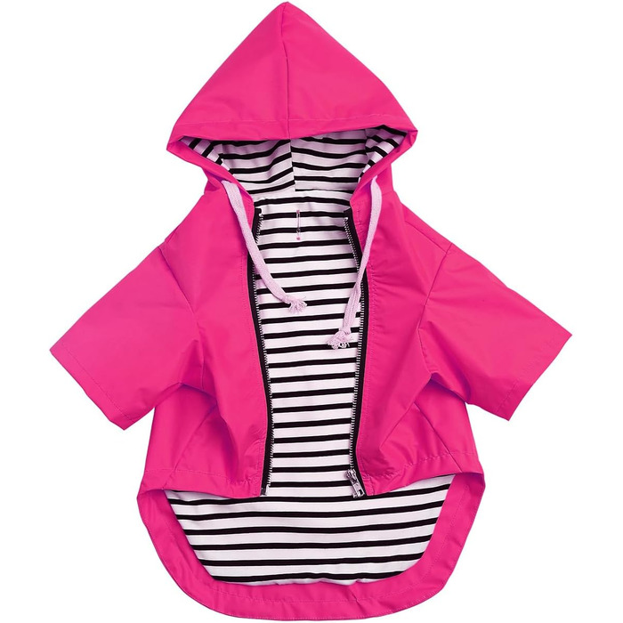 MOREZI Водонепроникний дощовик для собак з захистом лап та міцною капюшоном - Легкий для активного відпочинку - Для малих та середніх порід собак - Застібка-блискавка, регульований шнурок, блакитний, S (X-Large(Обхват грудей: 72-80 см), неоново-рожевий)