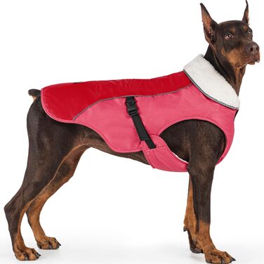 Зимова куртка для собак Emust, тепла та вітронепроникна, помаранчевого кольору, для середніх собак, розмір M