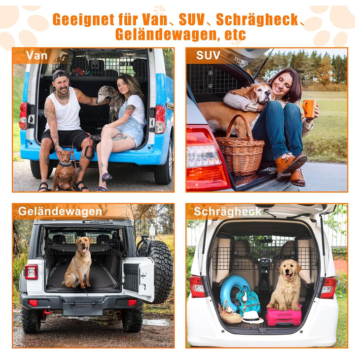 Сітка для собак у машину Denmay, універсальна, 30.7 x 93-150см, регульована ширина, з дверцею, 2 ремені безпеки, чорна