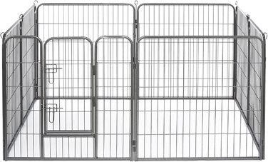 Клітка для цуценят та дрібних тварин Lionto, 80x80 см, розширювана, для дому та саду, з дверцятами та засувом, 8 елементів