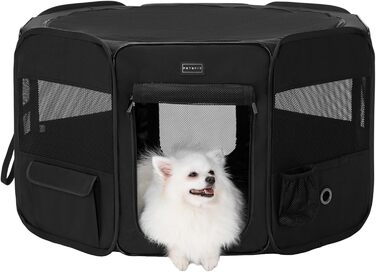 Складаний вольєр для цуценят Petsfit M чорний, знімний верх і низ, поп-ап вигул для собак, котів, кроликів, із блискавкою