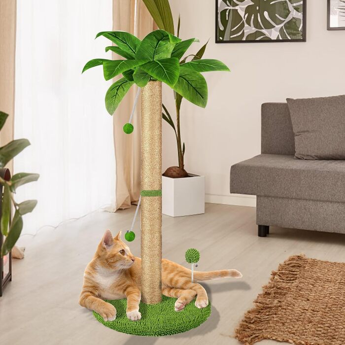 Драбина для котів HOMYHANDS, 82 см, з преміум сизалевим мотузком, 2 інтерактивні іграшки-м'ячики та іграшка-пір'їнка для дому