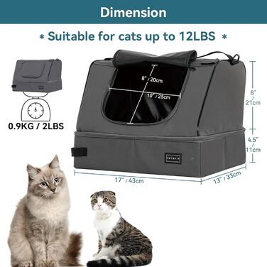 Переносний туалет для котів Petsfit, дорожній, складаний, сірий (44x33x34 см)