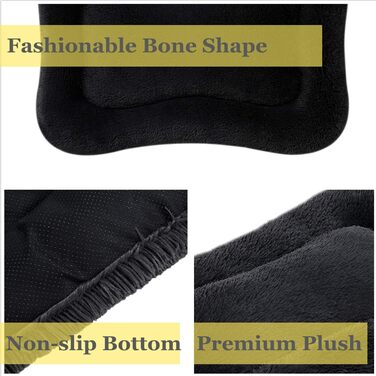 Coohom Fulffy Лежанка для собак, плюш, зручна, неслизька, пральна, для середніх та великих собак (XL, чорний) 104 x 71 x 10 см