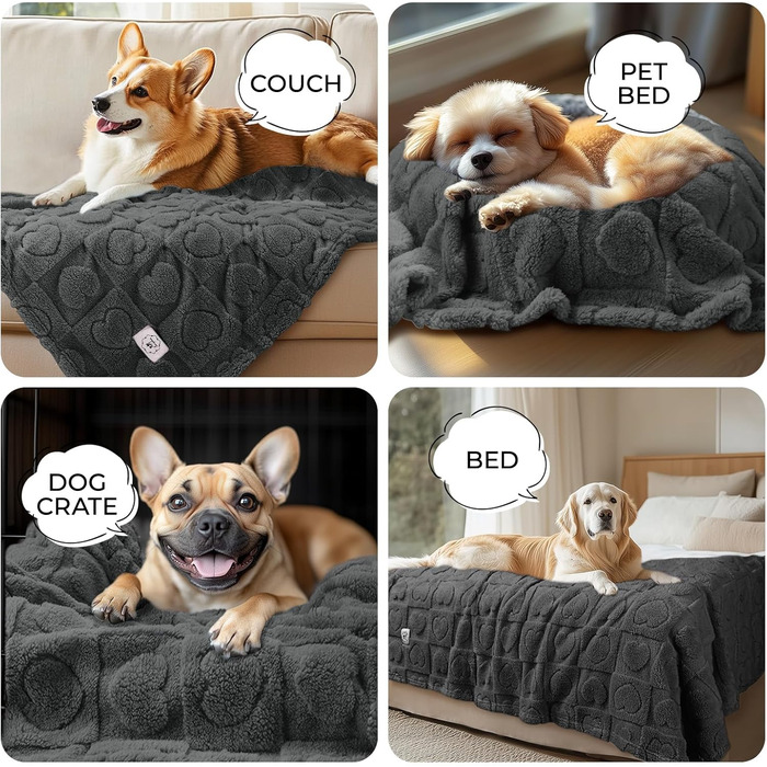 Килимок для собак та котів Luciphia, сірий, 100 x 145 см, прання допустиме