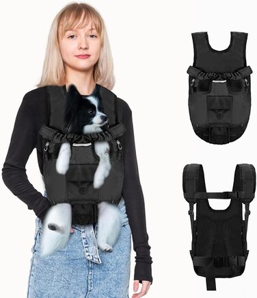 Рюкзак-переноска для собак і котів Petmolico XL, регульовані отвори для лап, чорний, передній, для подорожей, hands-free