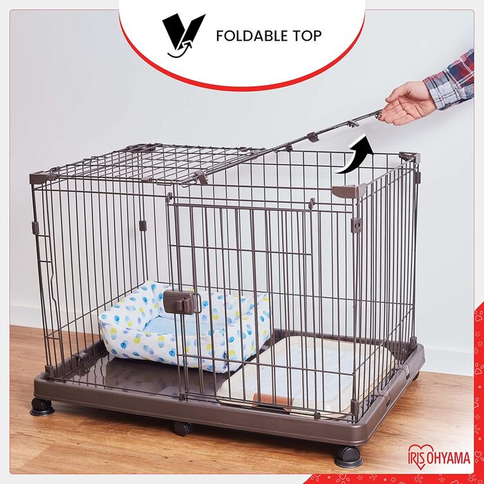 Клітка для собак та котів Iris Ohyama STS-1200TY, 66 см, коричнева, з дахом та замикаючоюся дверима, для внутрішнього та зовнішнього використання