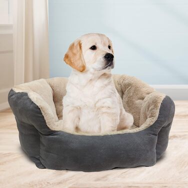 Ліжко для цуценят і котів SPOT Sleep Zone, м'яке, двостороння подушка, 46×41 см, світло-сіре, для малих собак і котів, преміум якість, що переться
