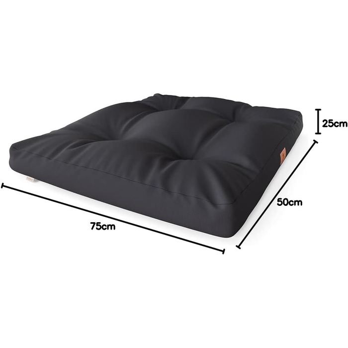 Подушка для собак Knuffelwuff Gatsby з оксфордської тканини, 75 x 50 см, чорна - неслизьке дно - легко чистити - для великих, середніх та маленьких собак, L 75 x 50 x 15 см