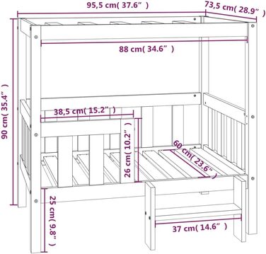 vidaXL Ліжко для собак біле 95,5x73,5x90 см з масиву сосни, спальне місце для тварин