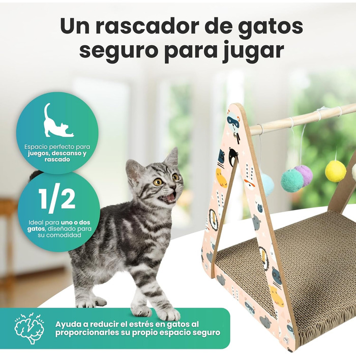 Когтеточка для великих котів з 5 іграшковими м'ячами, двостороння поверхня, посилена стійкість