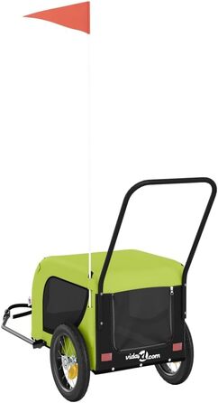 Причіп для велосипеда, переноска для собак, зелено-чорний, Oxford-тканина, сталь, 94018