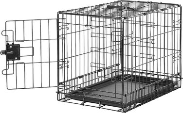 Складана металева клітка для собак Amazon Basics з піддоном, чорна, 56x33x40 см, одні двері
