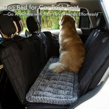 Підстилка для собак у машину, на заднє сидіння, в'язана, для подорожей, нековзна, сірого кольору (63 x 54 см)