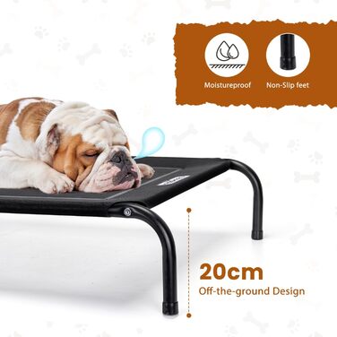 Зручне лежанка для собак Nobleza Hundeliege Outdoor, великий розмір, для вулиці та кемпінгу, з піднятим бортиком, чорний, 105x80x20 см (124x90x20 см)