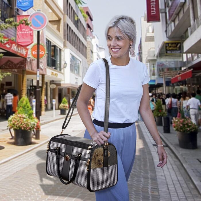 Сумка-переноска для собак NewEle Fashion, чорна, для маленьких собак до 4.5 кг, з великими кишенями, підходить для подорожей (авіакомпанії)