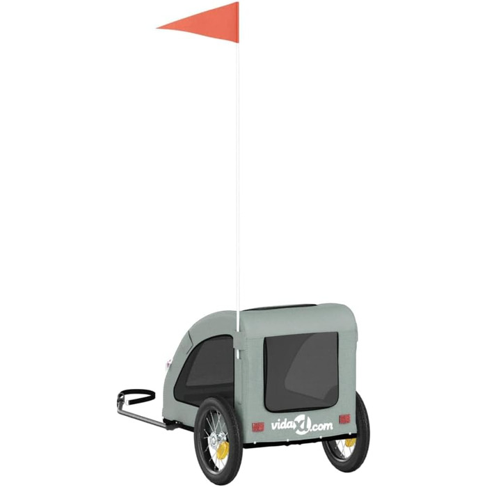 Фahrраd-причіп для собак сірий Oxford-тканина та залізо 124x53x53 см Причіп для домашніх тварин Причіп для собак Причіп для собак для собак та інших домашніх тварин