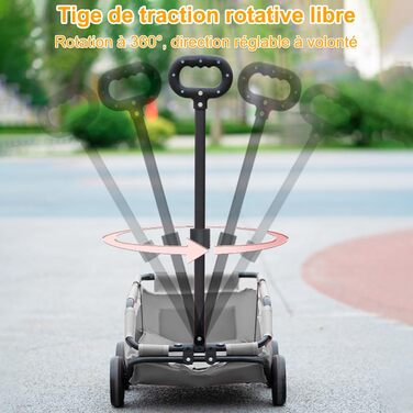 Дитяча коляска 3 в 1 для собак та котів, складний тролей для домашніх тварин з 4 EVA-колесами, сірим кольором (51 x 35 x 31 см)