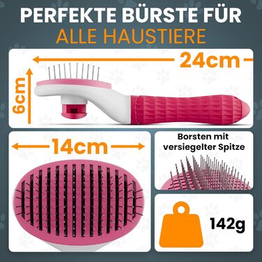 Набір щіток для котів та собак: для короткої та довгої шерсті. Включає ножиці для кігтів, зменшує випадіння шерсті, забезпечує блискуче хутро, легко чиститься натисканням кнопки. (Рожевий)