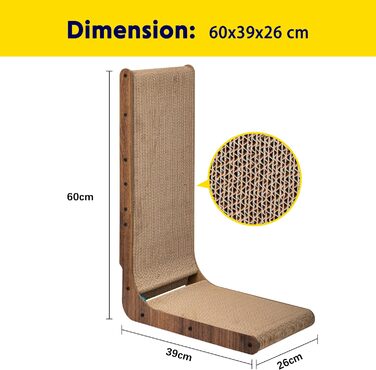 Кігтеточка для котів ScratchMe з іграшками: кульова дорога, м'ячик, L-подібна форма, картонне ліжко, біло-блакитний колір, 27*41 см