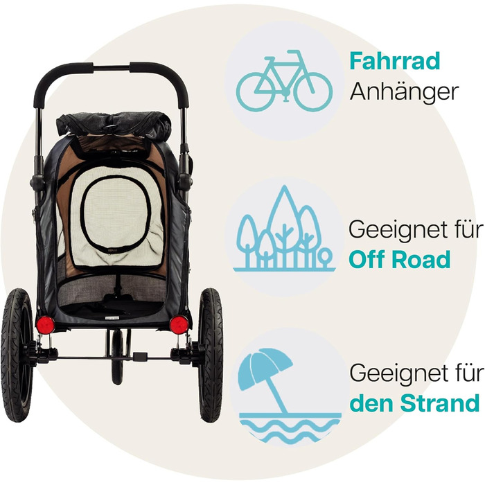 Innopet Sporty Evolution Latte: прогулянка для собак 2-в-1 (будка та велосипедний причіп), бежевий/сірий, до 30 кг, з дощем та світловідбивачами