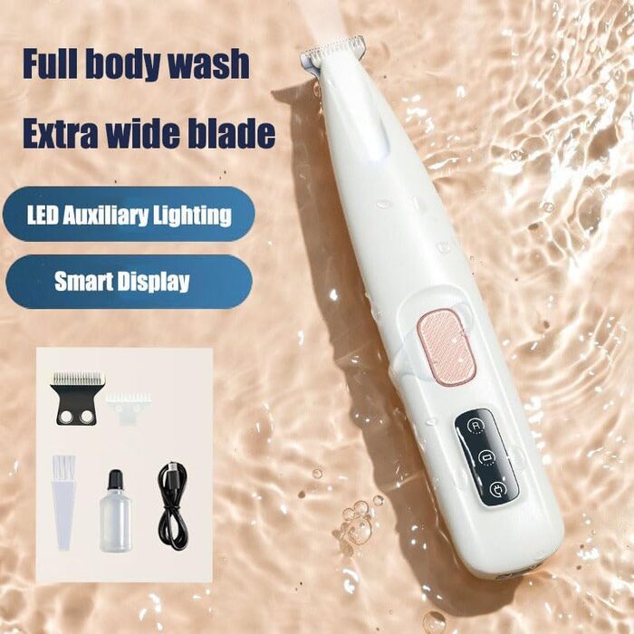 Тример для собак 3-в-1 електричний, вологостійкий з LED-підсвічуванням, тихий, для грумінгу лап, очей, вух, обличчя та тіла