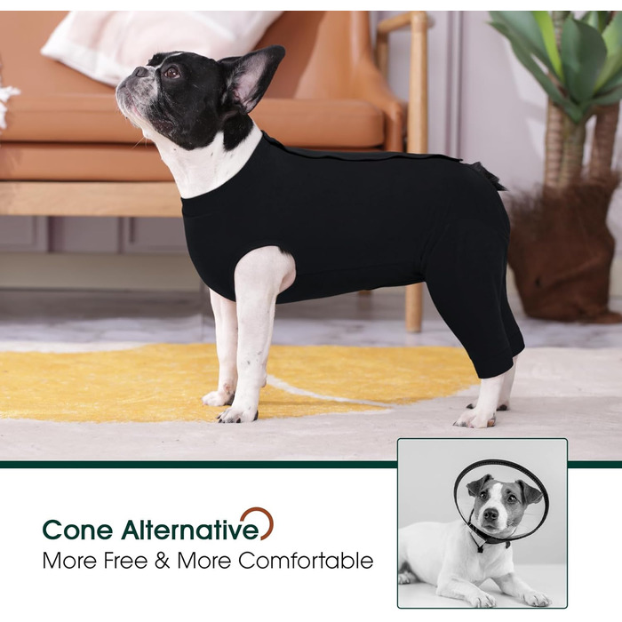 Комбінезон для собак Kuoser після операції на задніх лапах, чорний, розмір L (M(спинка:34см))