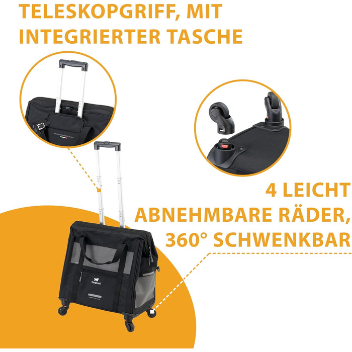 Переносна переноска для собак та котів Ferplast Voyager Trolley, 15 кг, 46x26x48 см, білий/чорний колір