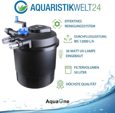 Біофільтр для ставка AquaOne CPF-20000 з УФ-C 36 Вт, для водойм до 40 000 л, очищувач води з ручною очисткою, проти водоростей