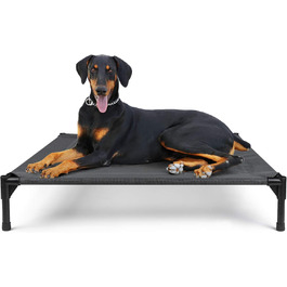 Підвищене ліжко для собак Mora Pets, велике, для вулиці та дому, 103,5x75x18 см, сіра, для великих порід, лежак для тварин, підходить для саду, кемпінгу, приміщень