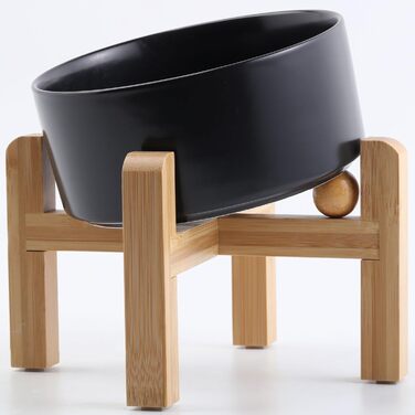 Керамічна годівниця для собак та котів Petygooing, нахилена, протиковзна, з підставкою, чорна, 3.6 літри