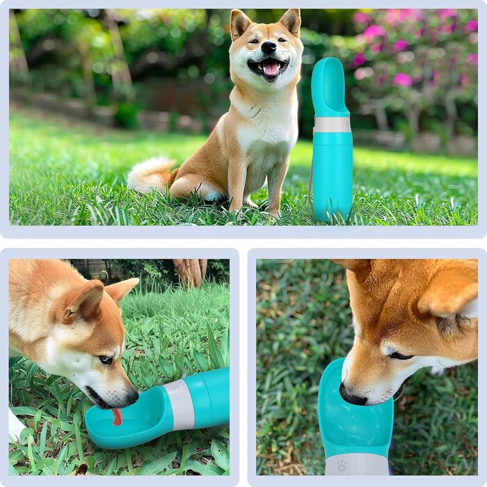 Портативна пляшка для води для собак, нержавіюча сталь, не протікає, диспенсер для води та корму для цуценят, для подорожей, прогулянок, походів та активного відпочинку