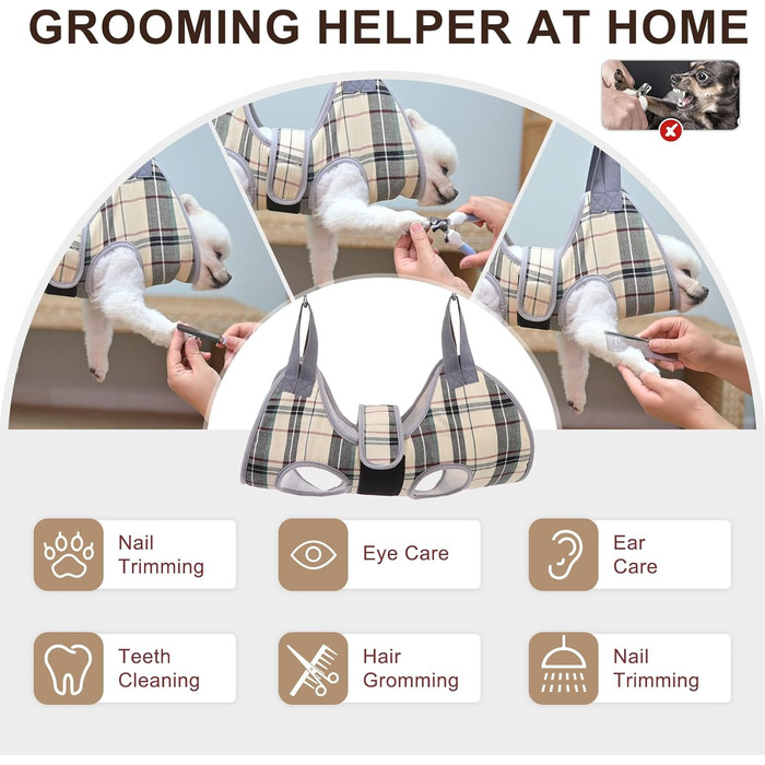 Гамак для грумінгу собак BEAUTYZOO з регульованою шлейкою та сталевим гребінцем, фіксатор для догляду за тваринами для стрижки та укладання, ідеальний підвіс для собак для безпечного та безстресового догляду XS (відстань між ніжками: 1.8-2.9 м / Мак. вага