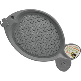 Непромокальна килимок для котячого корму, антиковзаючі ніжки, форма риби, миска для корму, підходить для котів та кошенят, сталево-сірий колір