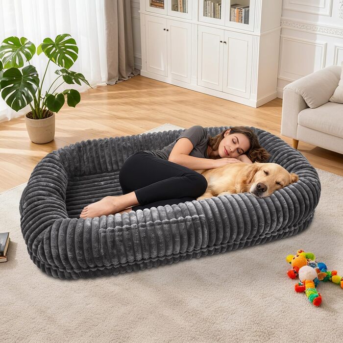 Ортопедичне ліжко для собак, велике, 177,8 x 96,5 x 25,4 см, сіре, з Memory Foam, миється