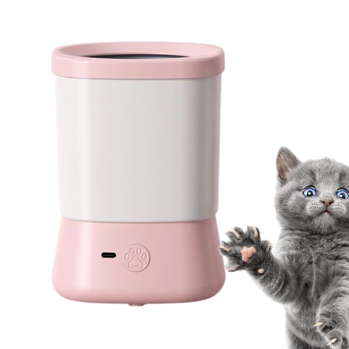 Автоматичний мийник лап для собак | Анти-бризки, 2 швидкості, портативний для собак маленьких, середніх та великих розмірів, рожевий
