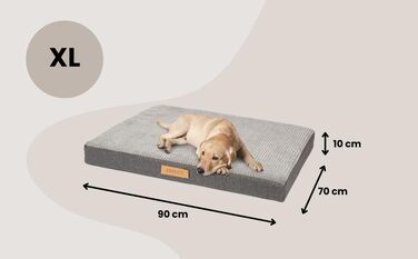 Ортопедичне велике ліжко для собак, подушка для собак, матрац для собак з пральною наволочкою, щадяще для суглобів, собаче ліжко/матрац з можливістю гравіювання імені (сірий, L 90 см x W 70 см x H 10 см)