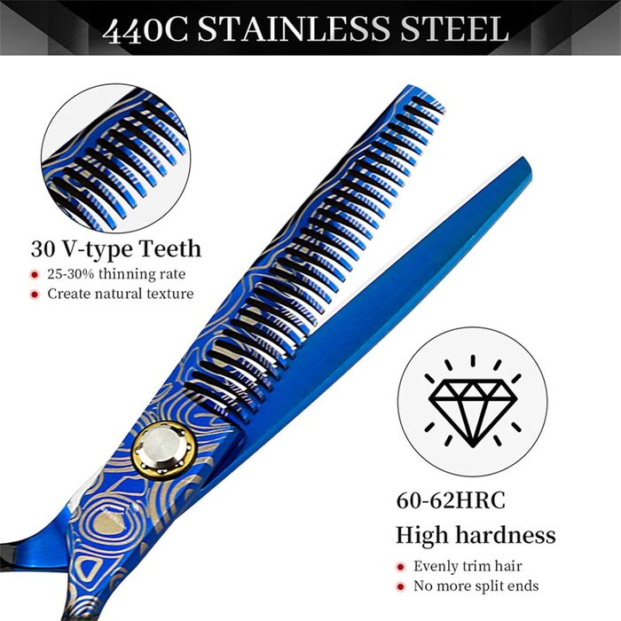 Набір ножиць для грумінгу собак 6 дюймів: прямі та розріджуючі ножиці для професійного догляду за шерстю. Ножиці для грумінгу домашніх тварин з регульованим гвинтом