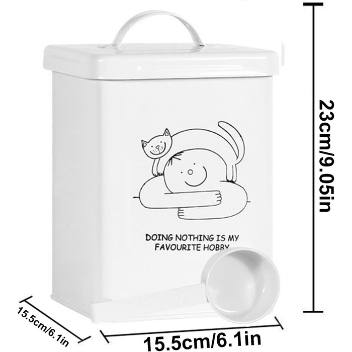 Контейнер для зберігання корму для тварин 5л з ложкою та кришкою | Декоративний контейнер для котячого корму, корм для собак, органайзер для сухого корму, ласощів, рису або борошна