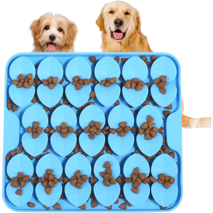 Килимок для собак VOOWO, силіконовий килимок-нюхалка, миска-повільний годівник для собак, килимок для годування собак, повільний годівник, килимок-нюхалка для маленьких, середніх та великих собак (блакитний, маленький)