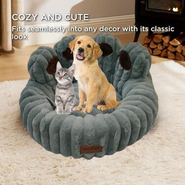 М'яке ліжко для домашніх тварин: ліжко для собак та котів у формі лап ведмедя, діаметр 60 см, сіре