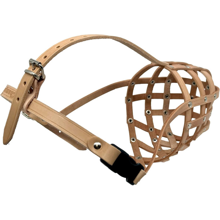 Шкіряний нашийник-маска для собак L&J Pets, Natural, 5 - для Спаніелів, Пуделів, Хаскі та інших