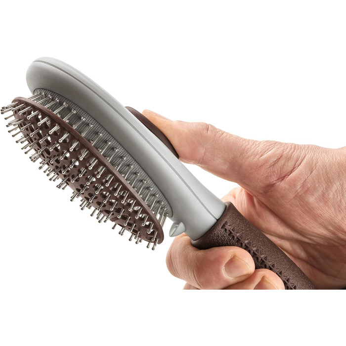 HUNTER SPA щітка для грумінгу собак, самоочисна, 22,5 x 8,0 см, L, сіра/коричнева