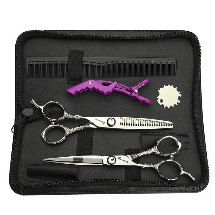 Професійні перукарські ножиці для стрижки лівші, 6 дюймів, 440C, 2 шт. (розсіювачі)